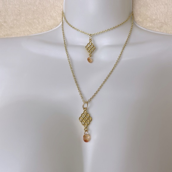 New “Forever” 18K Plated Gold Double Layer Choker Necklace - Picture 2 of 3